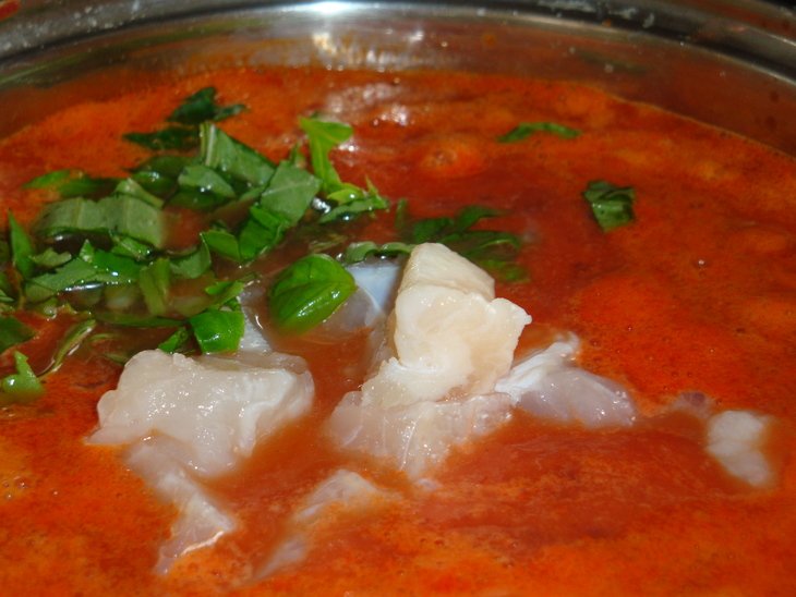 Томатный суп "морской"
